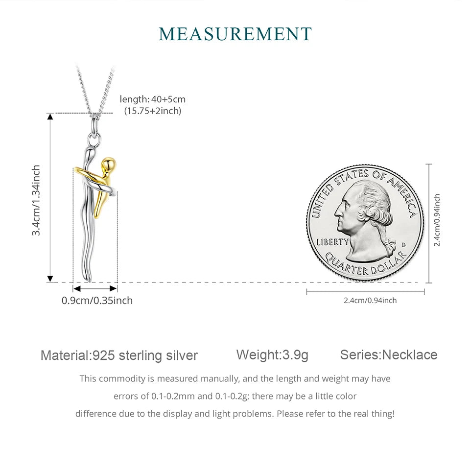 BAMOER 925 Sterling Silver Two-tones Hug Necklace, Detachable Mother and Child Pendant for Family Special DIY Love Jewelry