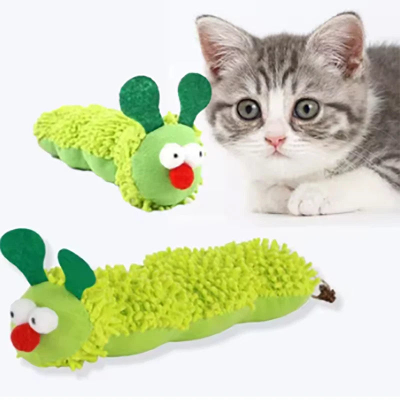 Pet plush toys cat self entertainment toys durable and bite resistant caterpillar plush toys suitable for cats to play at home