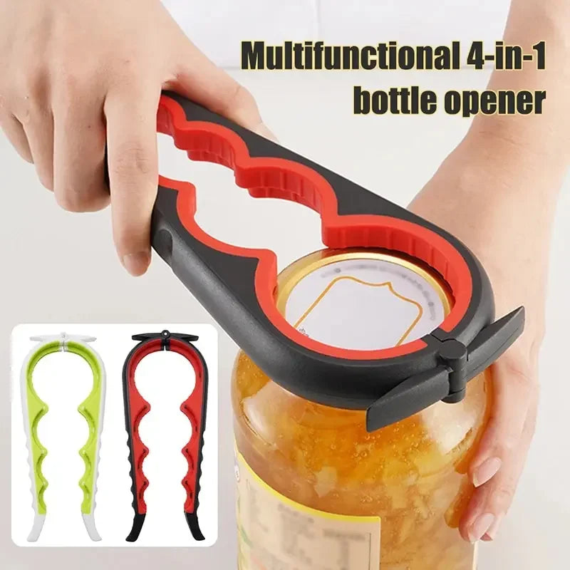 Multi Functional Can Opener Four In One Beverage Bottle Opener Cap Twister Four Position Can Opener Anti Slip Cap Twister