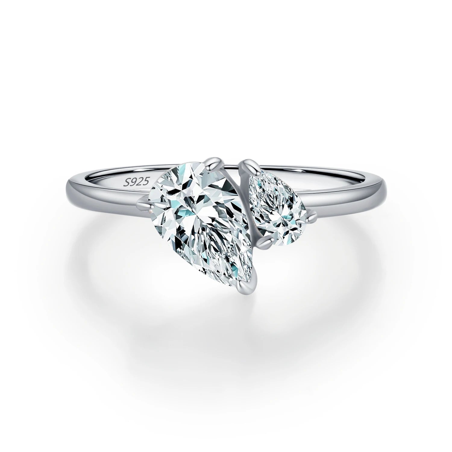 MODIAN Real 925 Sterling Silver Sparkling Water Drop Interweaving Dazzling Clear Pear CZ Finger Rings For Women Fine Jewelry