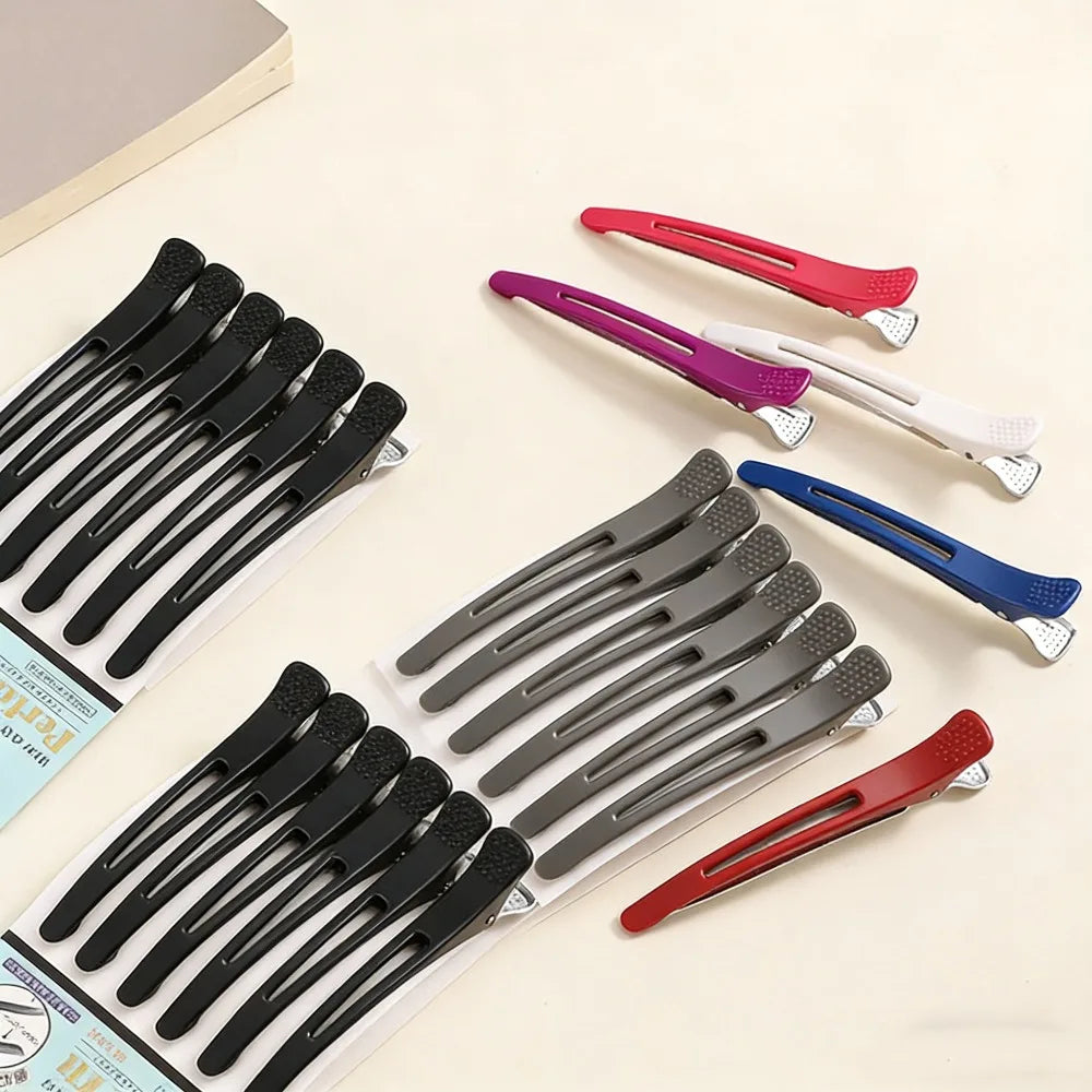 6pcs Professional Hair Clips Styling Sectioning Non Slip No-Trace Duck Billed Hair Clips Band Salon Home Hair Cutting Clips