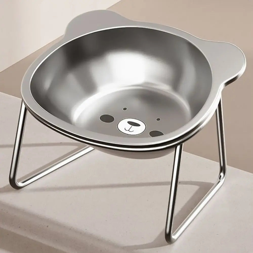 15 Degree Inclined Stainless Steel Cat Bowl Detachable Anti Overturning Elevated Cat Water Bowl Neck Protection Anti-flip