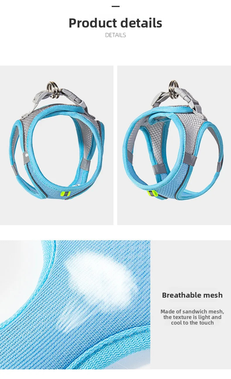 Pet Things Accessories Cute Adjustable  Collar and Leash Set for Walking Safe Reflective Soft Comfortable Vest For Small Medium Dog Cat Pet
