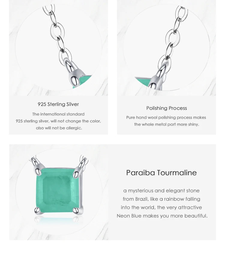 Modian Real 925 Sterling Silver Classic Charm Tourmaline Chain Necklace For Women Wedding Jewelry With Box Pendant Neckalces