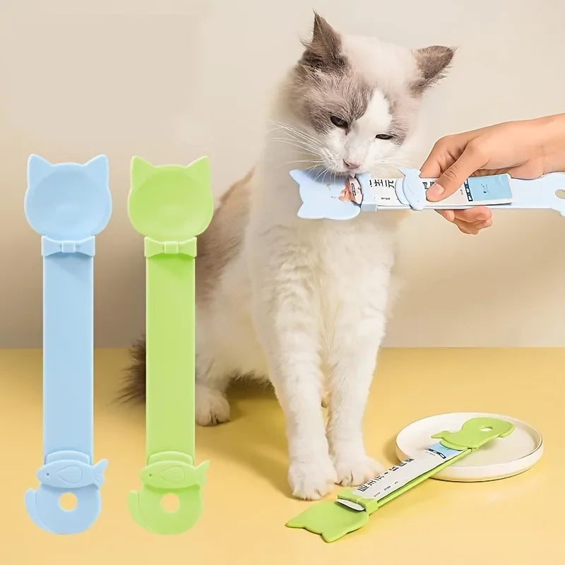 Cat Strip Feeder Spoon Long Handle Lickable Wet Food Feeder for Cats Pet Meat Mud Food Squeeze Dispense Spoon Pet Supplies