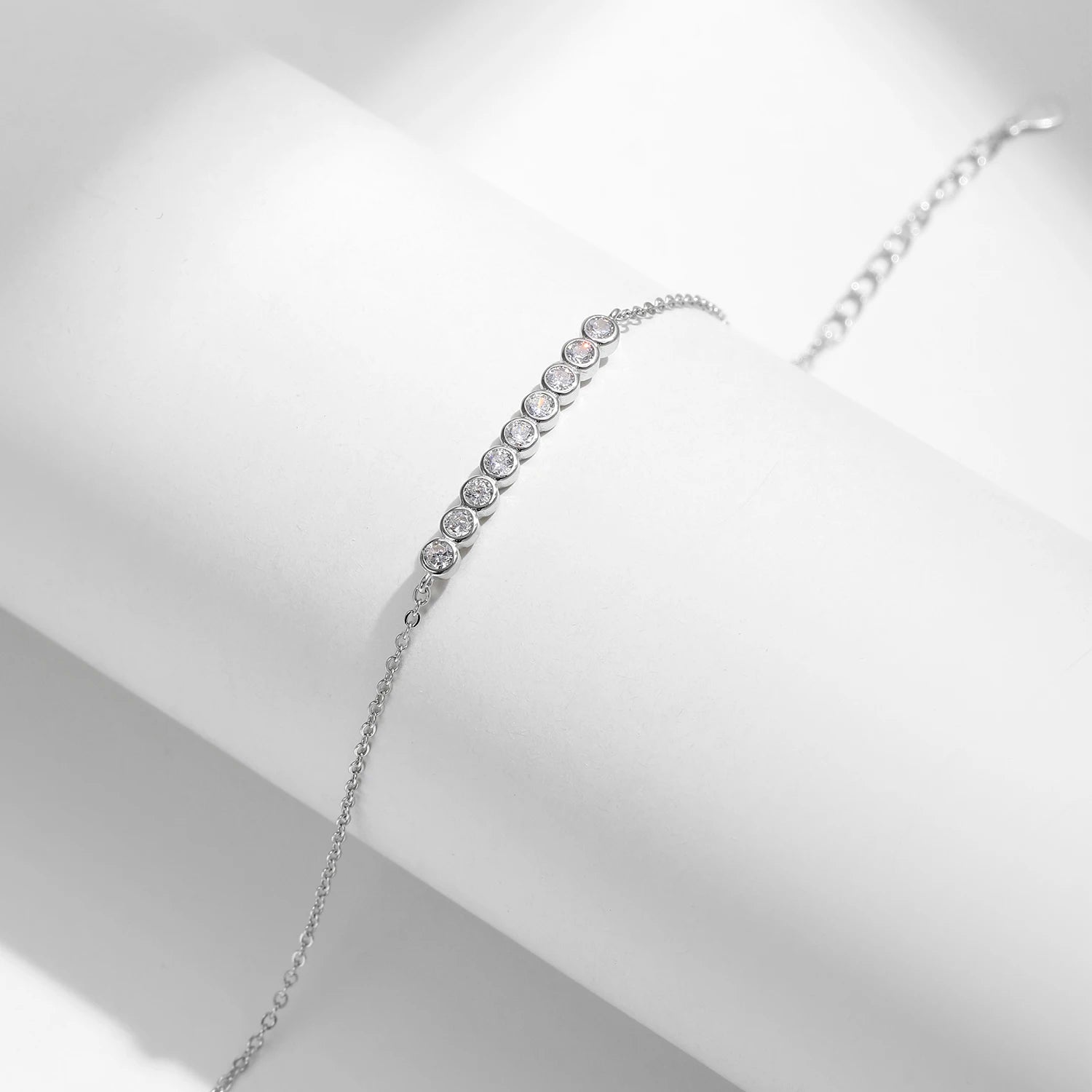 MODIAN D Color Moissanite 925 Sterling Silver Simple Bracelet Round Lab Diamond Chain Link Jewelry For Women Luxury Wedding Gift