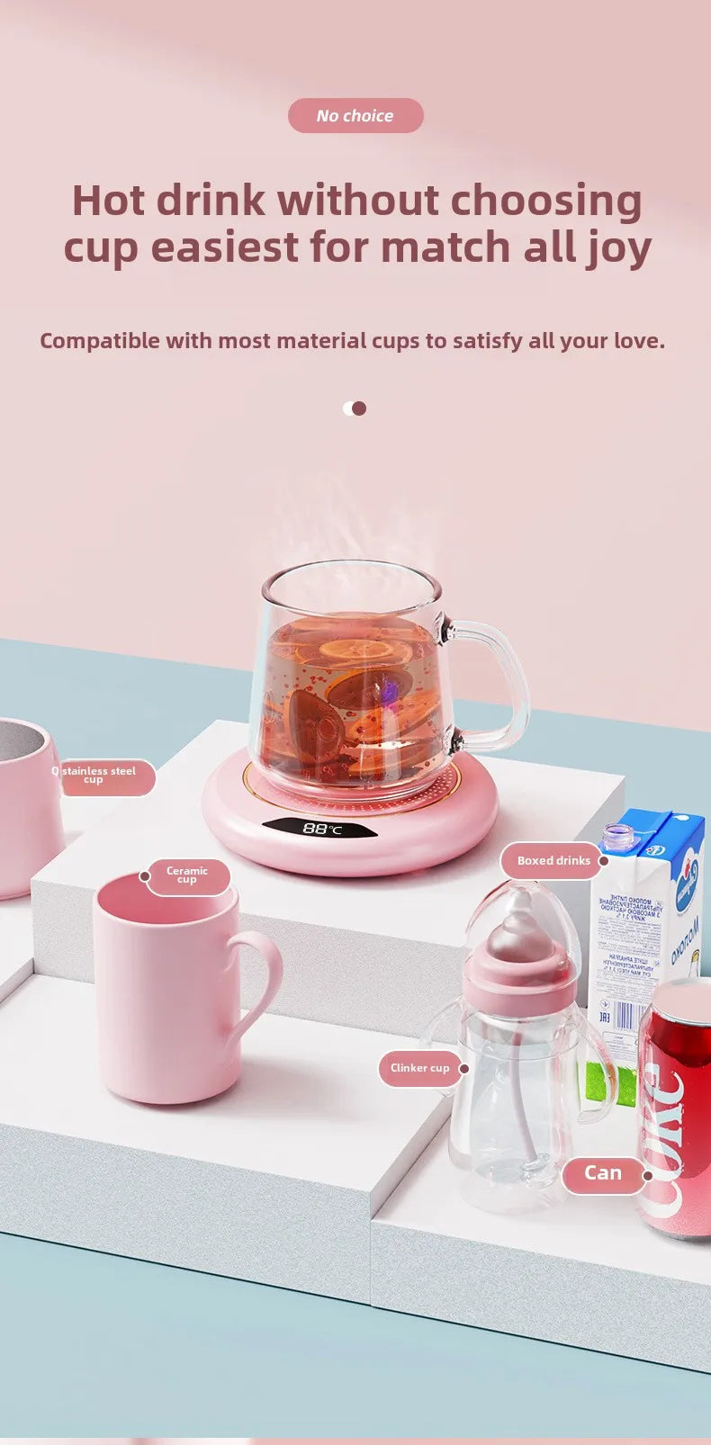 USB Cup Warmer Coffee Mug Heating Coaster 3 Temperature Setting Thermostatic Hot Plate Milk Tea Water Heating Pad Cup Heater