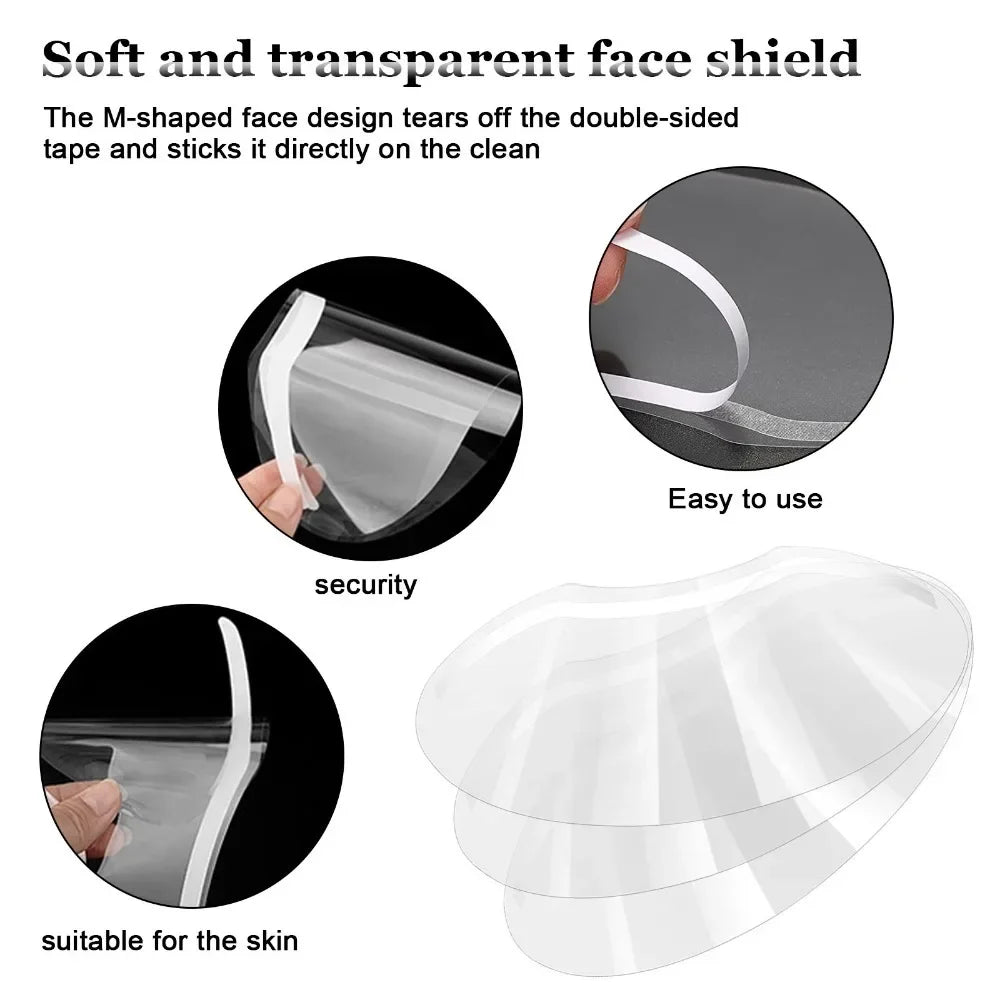 50Pcs Makeup Shower Face Visors Disposable Plastic Shower Visor Clear Face Cover Hairspray Salon Eyelash Extensions Styling Tool