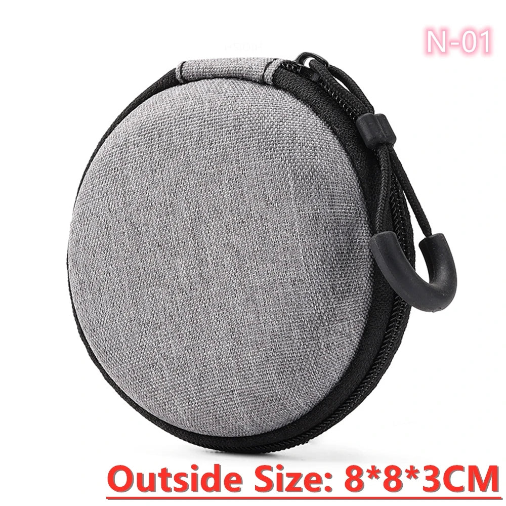 Portable Data Cable Organizer Bag Small EVA Oval Earphone Storage Bags Hard Shell Waterproof Cases Charger U Disk Zipper Pouch
