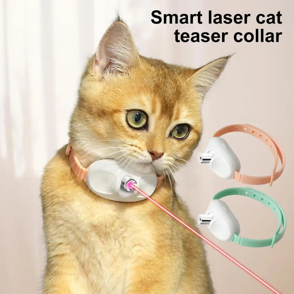Smart Laser Cat-teasing Collar Laser Rechargeable Auto Infrared Interactive Pet Kitten Toys for Relieve Anxiety Pet Supplies