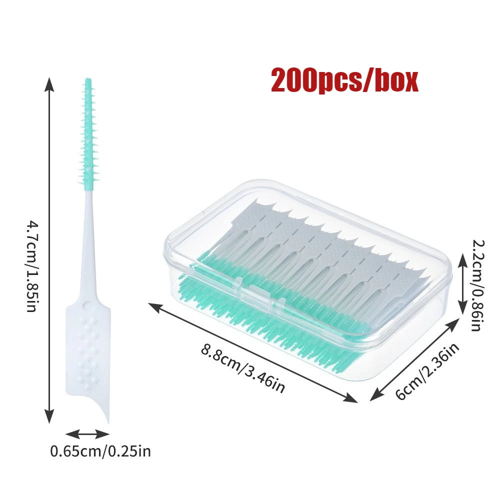 100-200Pcs/box Interdental Brush Soft Rubber Teeth Cleaning Tools Dental Toothpicks Between Teeth Toothbrush Oral Hygiene Care