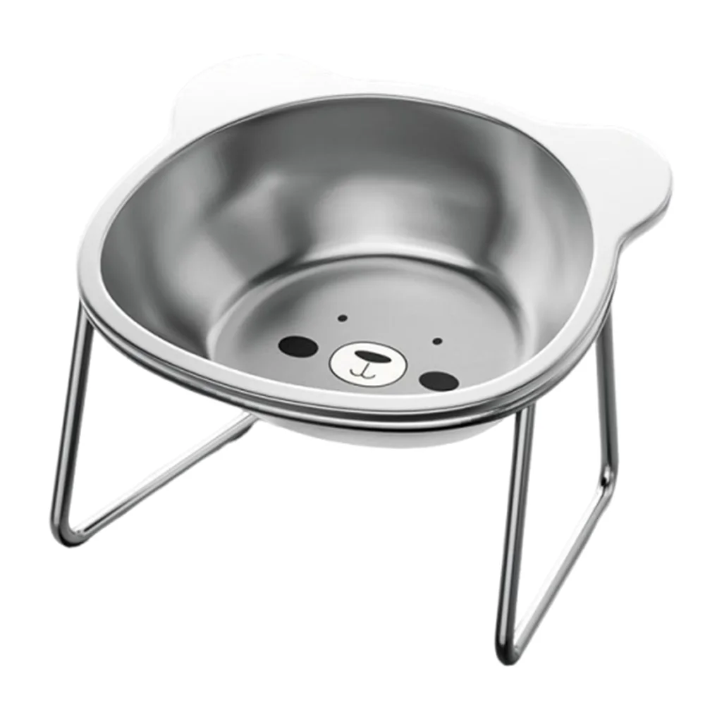 15 Degree Inclined Stainless Steel Cat Bowl Detachable Anti Overturning Elevated Cat Water Bowl Neck Protection Anti-flip