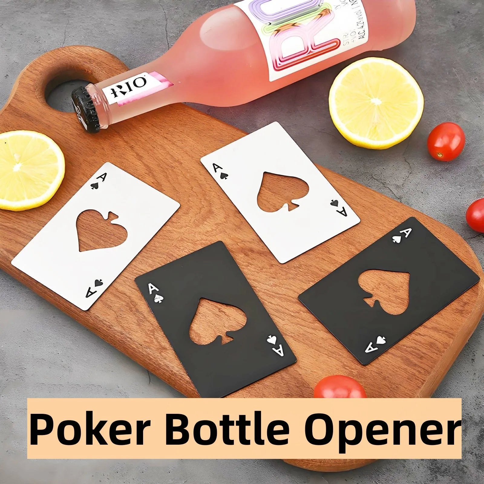 Black/Silver Poker Card Beer Bottle Opener Metal Mini Portable Spade A Opener Stainless Steel Kitchen Bar Tools