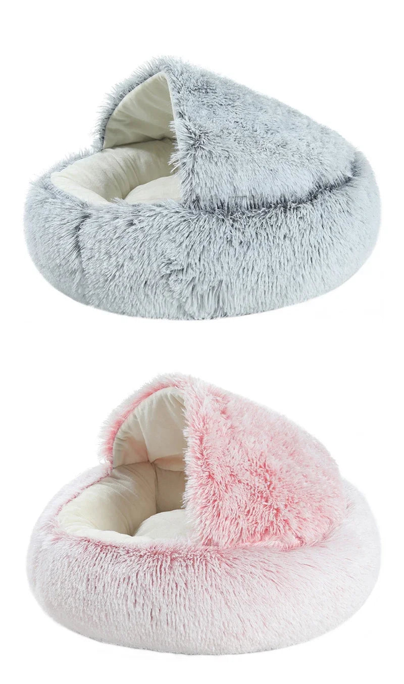 Cat Bed Pet Mattress Sleeping Warm Soft Plush Pet Bed with Cover Round  Nest Cave for Small Dogs kitten