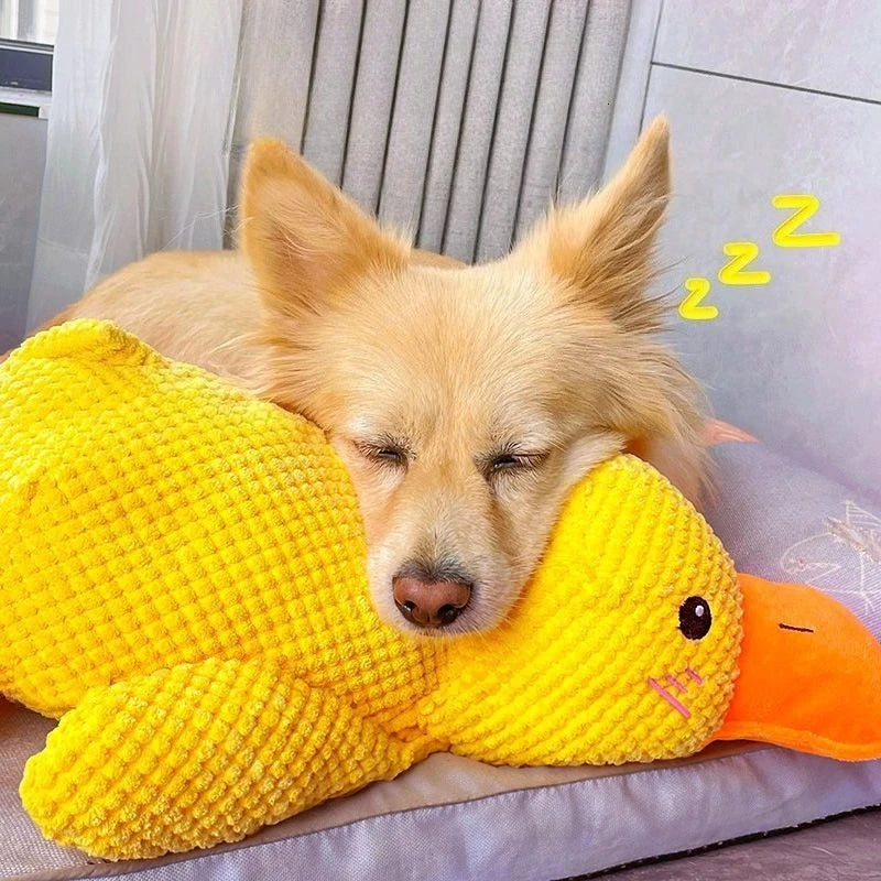 Resistant Grinding Dog Toy Interactive Entertainment Pet Plush Toy Durable Bite Proof Chew Stress Relief Squeaky Duck Design