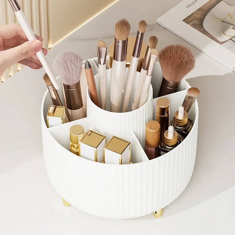 Brush Pen Holder 360 Rotating Makeup Desktop Cosmetic Storage Box Organizer Large Capacity for Bathroom Portable Lipstick Makeup