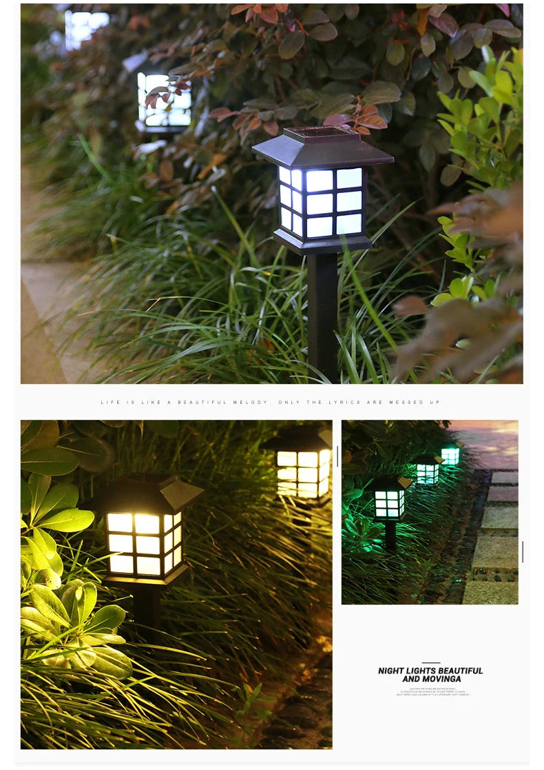Solar Outdoor Lawn Lights Retro House Shaped Lamp Waterproof Courtyard Garden Decoration Night Lamp Inserted Small Palace Lights