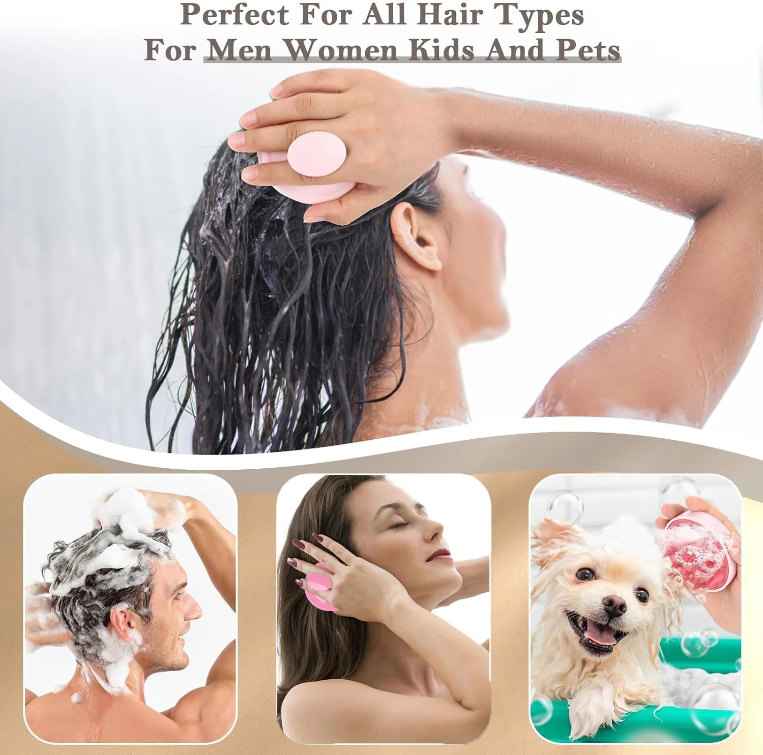 New Silicone Shampoo Brush Head Scalp Massage Comb Cleaning Hair Comb Body Massage Brush Bath Shower Brush Salon Hairdressing