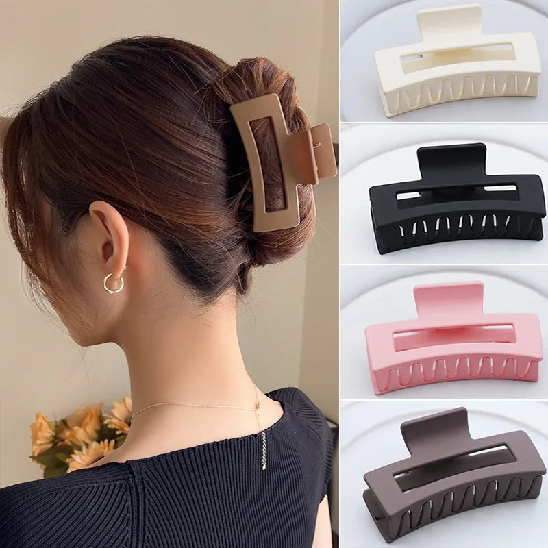 Women's Plastic Quadrate Hair Claws Hair Clips 8.5cm/3.35in Large Size Solid Barrette Crab Hair Clips Fashion Hair Accessories