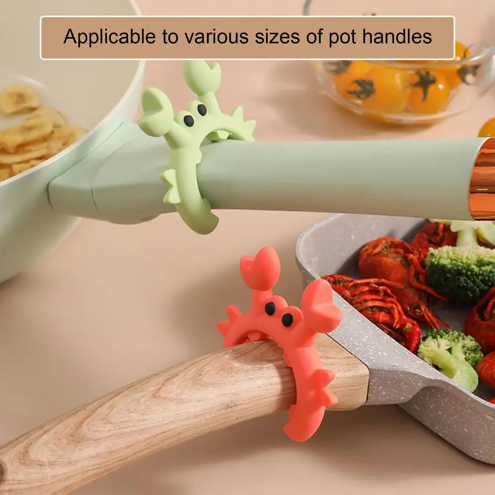 6/1PCS Small Crab Spatula Holder Anti Scalding Overflow Silicone Pot Clip Spoon Holder Clip Universal Shovel Rack Kitchen Gadget