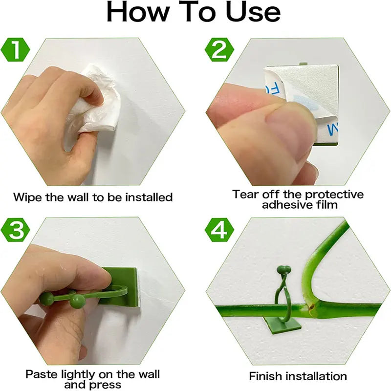Invisible Wall Rattan Clamp Plant Climbing Wall Self-Adhesive Fixator Self-Adhesive Hook Plant Bracket Sticky Hook Plant Support