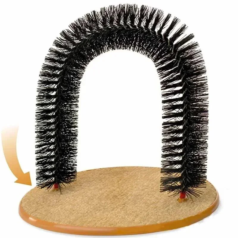 Cat Toy Arch Self Groomer Pamper Feline with A Massage Grooming Rubbing Brush with Scratching Pad Toy for Cats Interactive Toys
