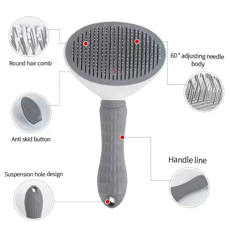One-Click Pet Hair Removal Comb for Effortless Grooming of Dogs and Cats - Float Hair Removal Slicker Brush