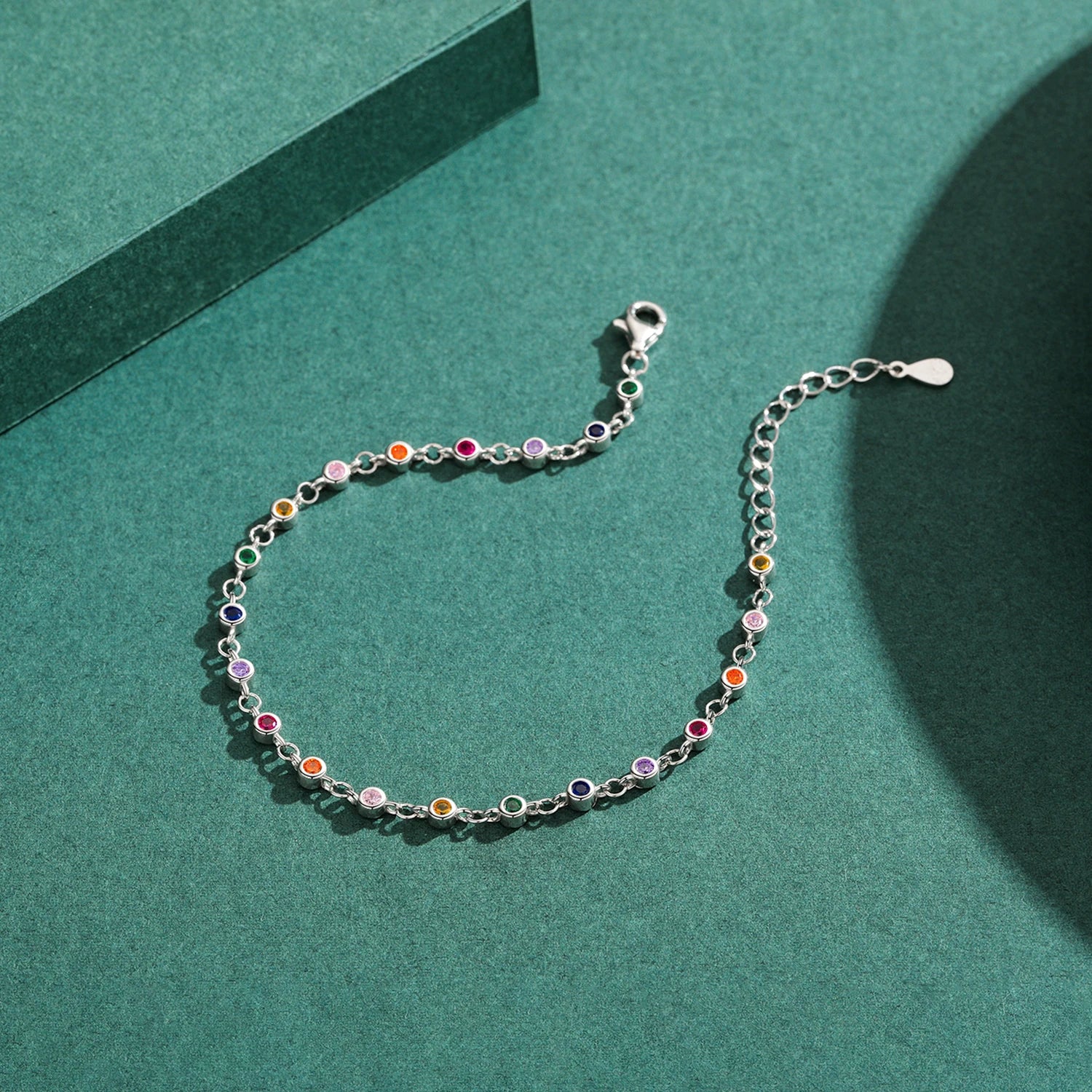 MODIAN Bohemia Style Charm Chain Bracelet For Women Real 925 Sterling Silver Rainbow Color CZ Female Fashion Jewelry Accessory