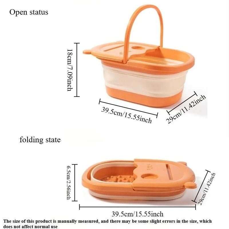 Foldable Foot Bath Tub with Built-in Massager - Large Relaxation Pool for Soaking, No Electricity Needed, For Home Bathroom