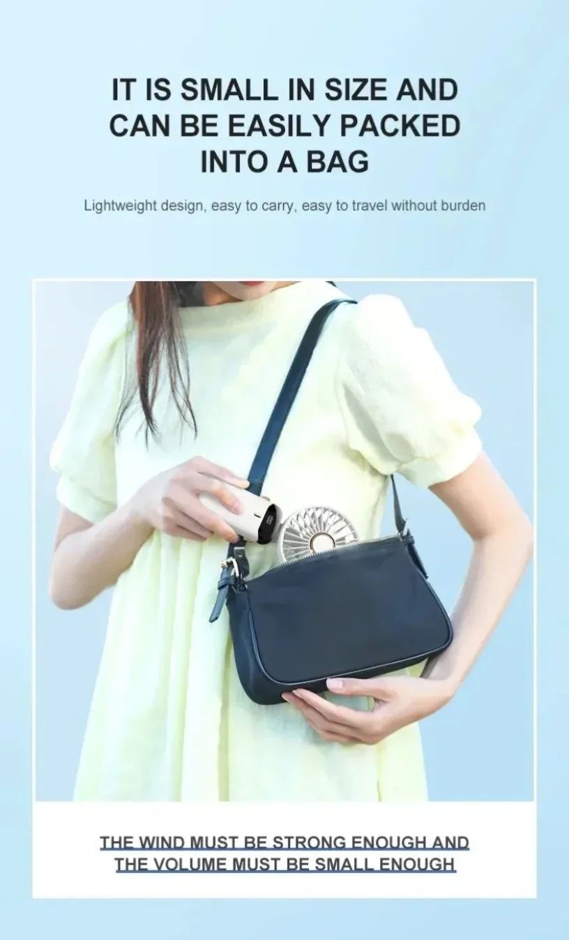 5 Speed with USB Rechargeable Battery Desk Outdoor Neck Hanging Fan ﻿Foldable Handheld Portable Fan Mini Foldable HandFan