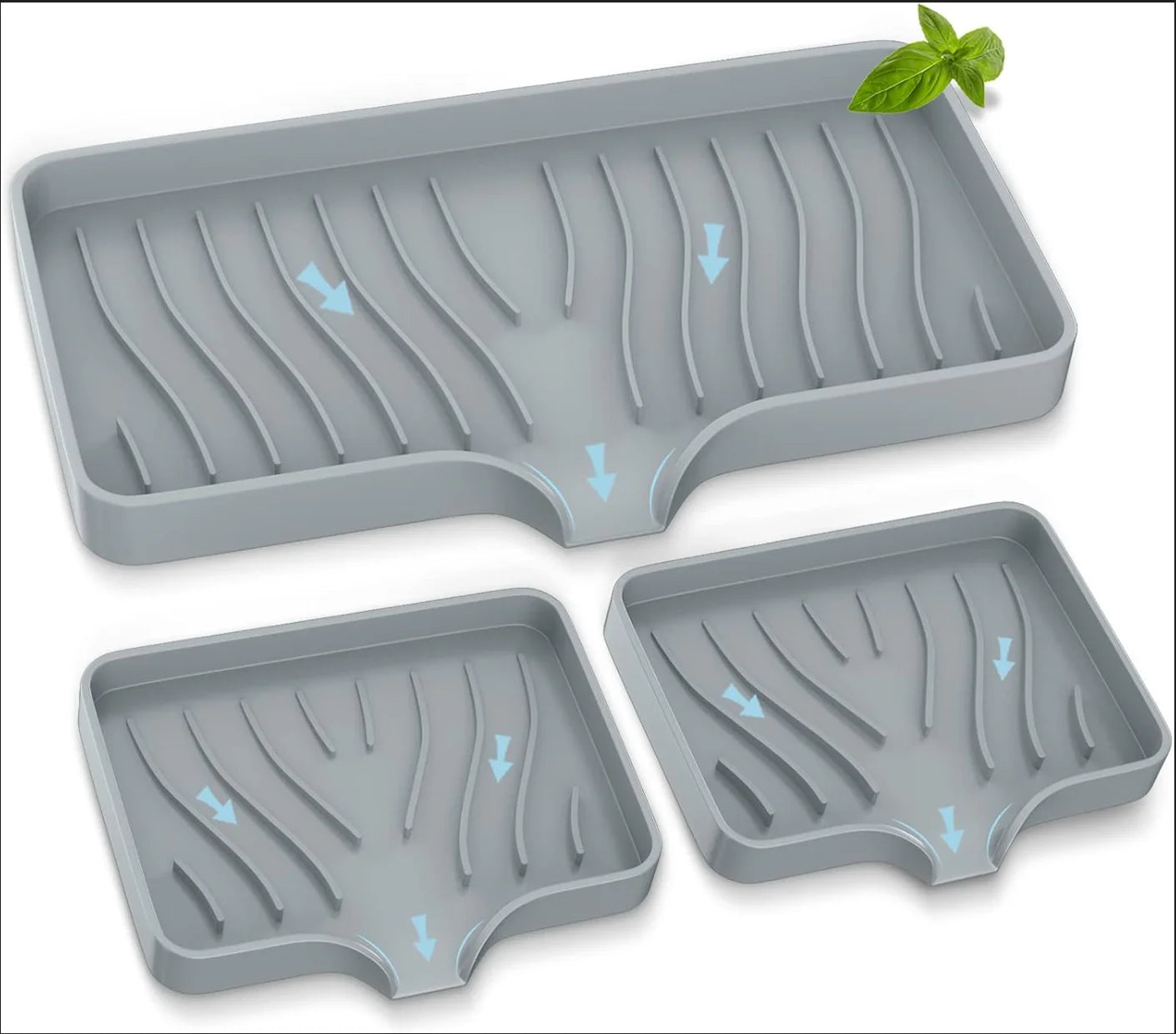 Silicone Faucet Mat Kitchen Sink Tray Soap Dispenser Sponge Drain Pad Sink Splash Drying Mat Countertop Storage  Soap Tray Splash