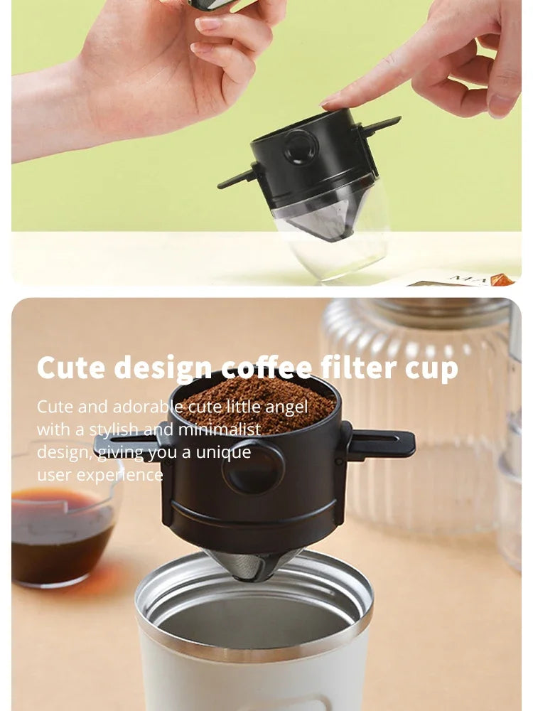 Reusable Tea Pot Holder Coffee Dripper Collapsible Coffee Filter Portable Stainless Steel Drip Coffee Tea Holder Funnel Basket