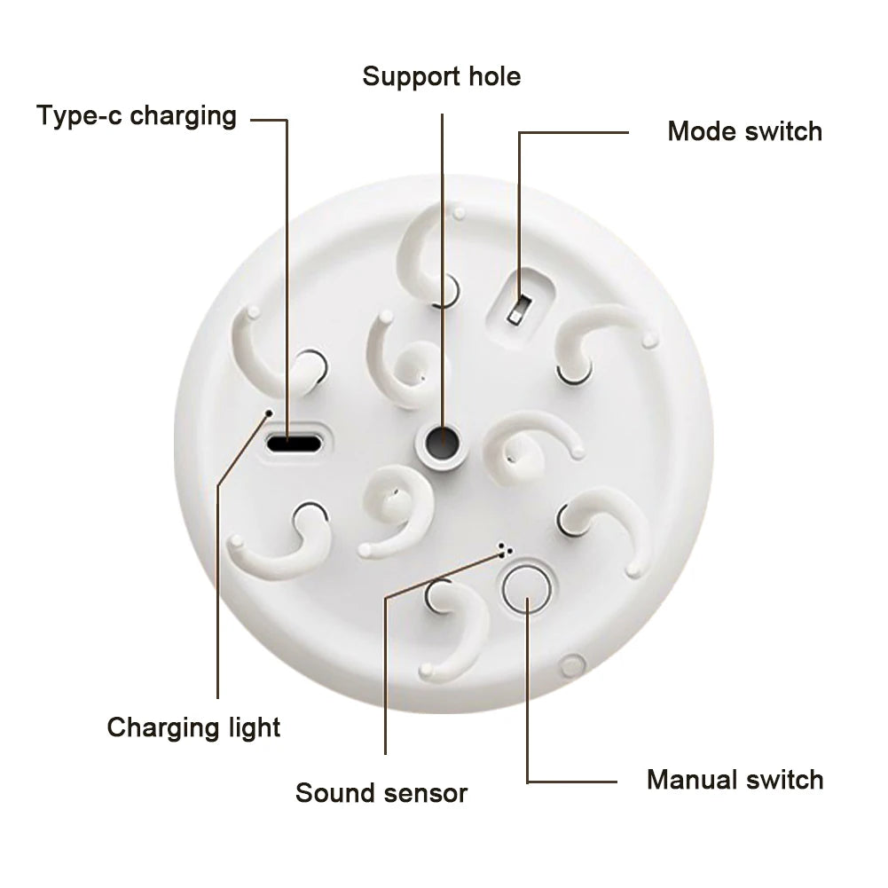 Gradient Voice Control Jellyfish Night Light RGB Cute Jellyfish Bedside Lamp Type-C Charging LED Night Lamp