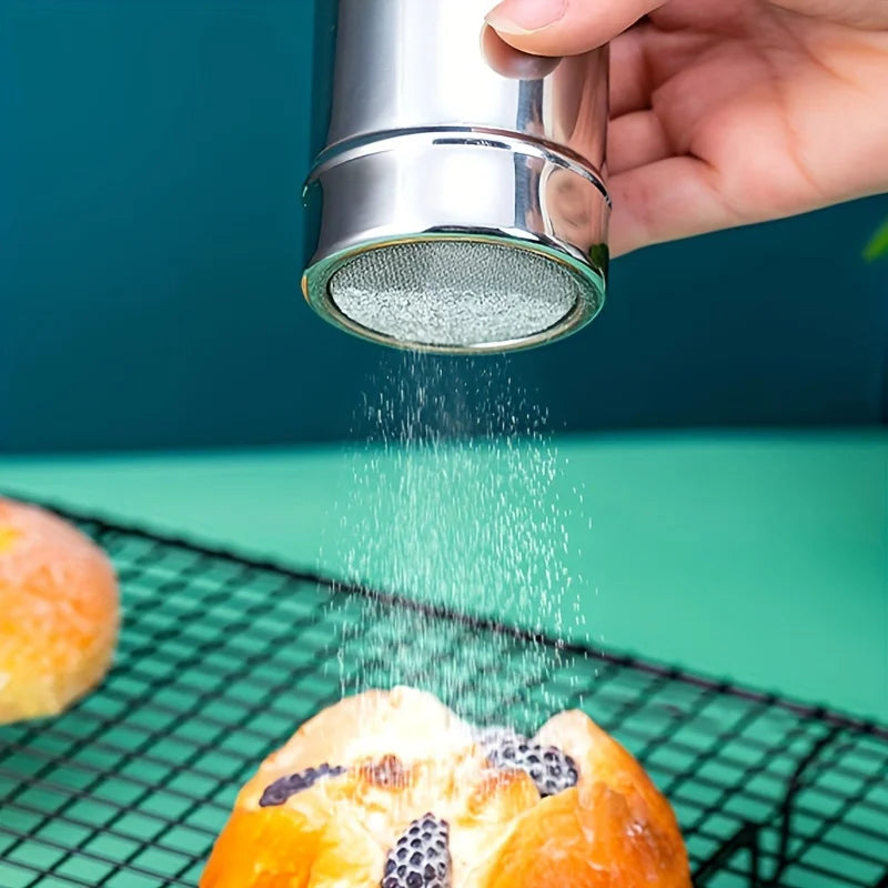 Sprinkler Kitchen Powder Distributor with Dense Hole Cocoa Cinnamon Sugar Gauze Mesh Jar Seasoning Bottles