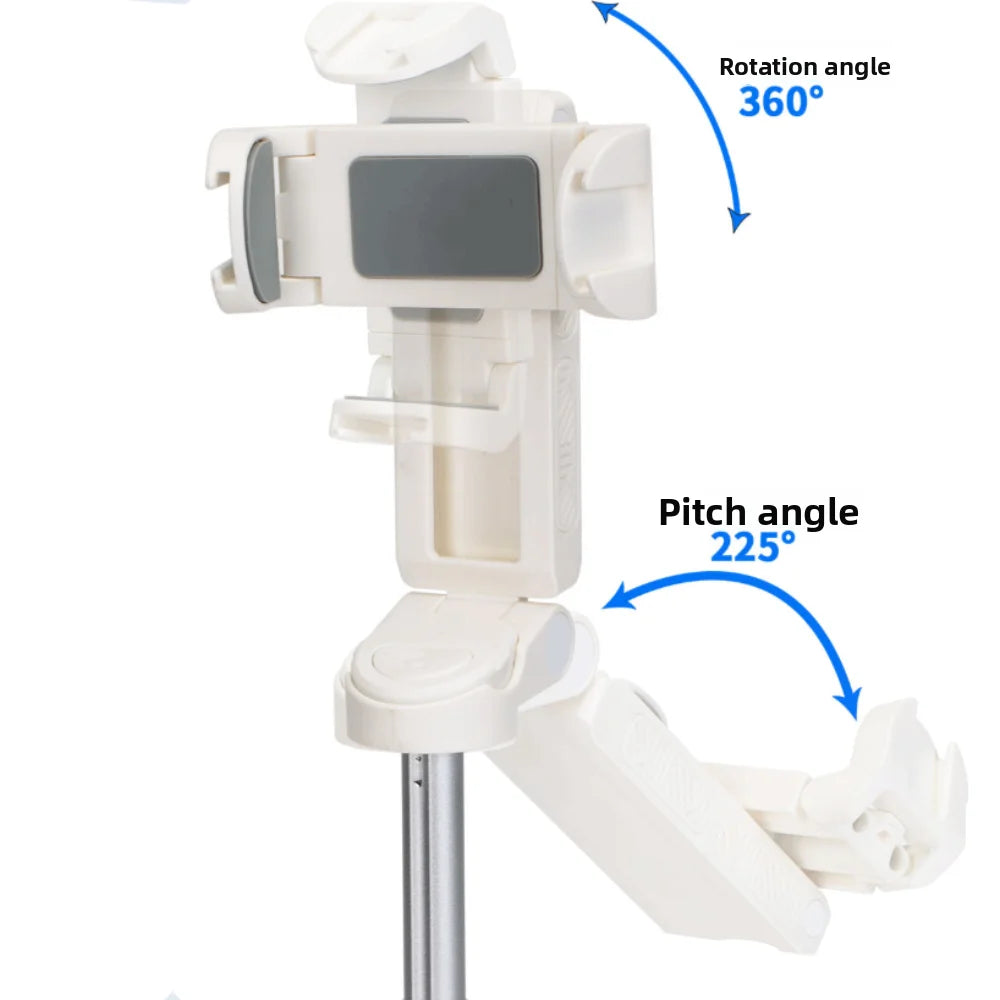 360 Degree Rotation Selfie Stick Scalable Portable Mobile Phone Camera Stand Bluetooth Height Adjustable Flat-standing Quadripod