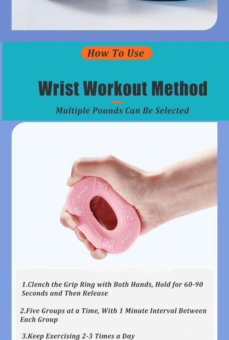 Silicone Adjustable 20-90LB Hand Grip Arm Strength Exercise Gripping Ring Fitness Gym Finger Forearm Trainer Carpal Expander