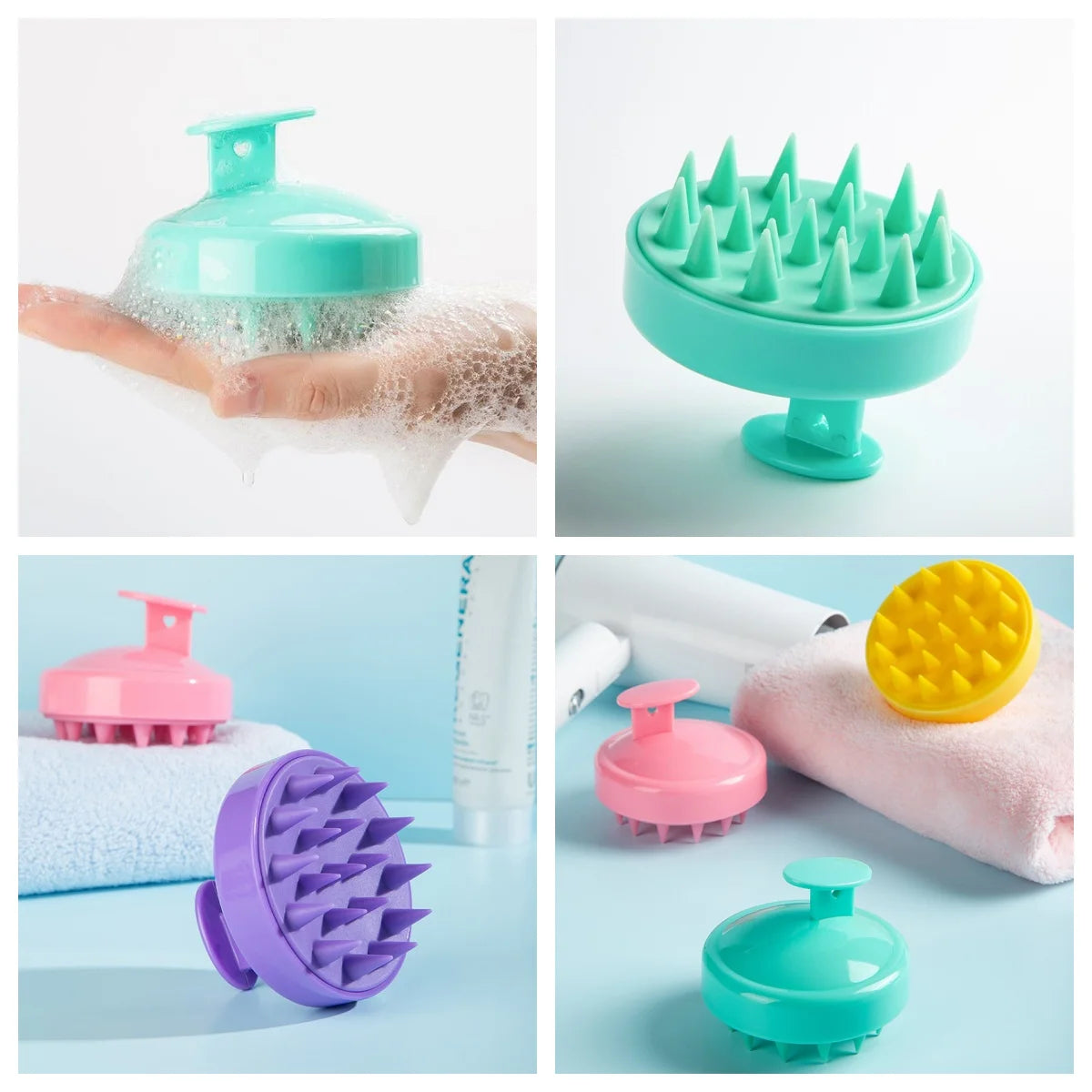 New Silicone Shampoo Brush Head Scalp Massage Comb Cleaning Hair Comb Body Massage Brush Bath Shower Brush Salon Hairdressing