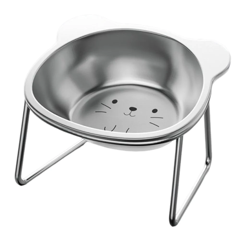 15 Degree Inclined Stainless Steel Cat Bowl Detachable Anti Overturning Elevated Cat Water Bowl Neck Protection Anti-flip