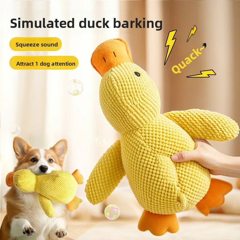 Resistant Grinding Dog Toy Interactive Entertainment Pet Plush Toy Durable Bite Proof Chew Stress Relief Squeaky Duck Design