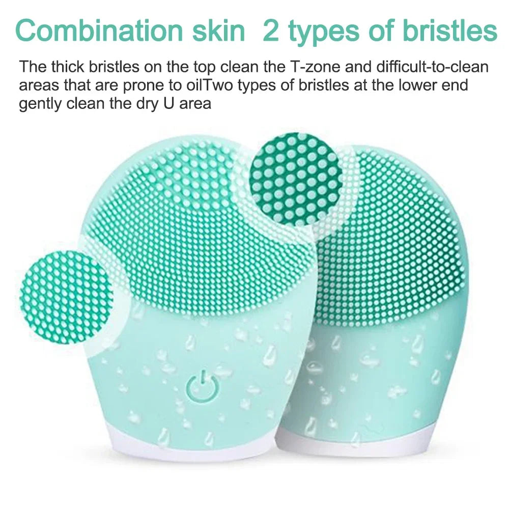 Electric Facial Cleansing Brush Face Skin Care Tools Waterproof Silicone Sonic Cleanser Facial