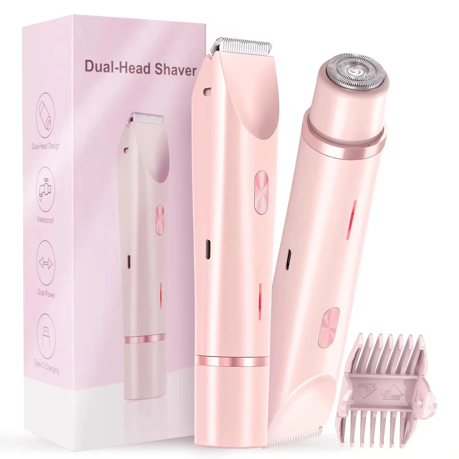 Waterproof Rechargeable Electric Shaver Mini Women Bikini Trimmer Body Hair Remover Mini Double Headed Electric Epilator
