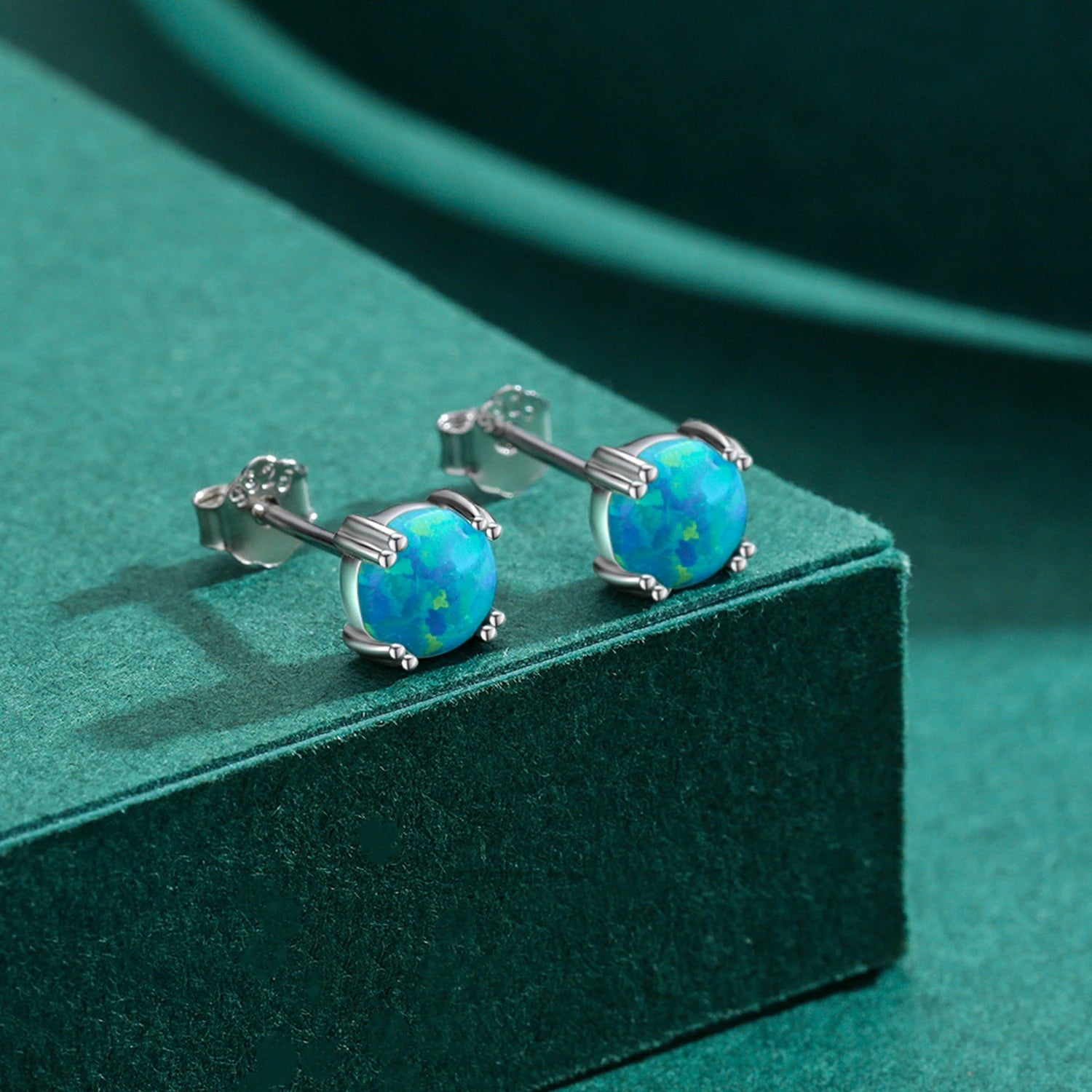 MODIAN 925 Sterling Silver Fashion Stylish Natural Opal Stud Earrings For Women Girl Fine Jewelry Anniversary Gifts Accessories