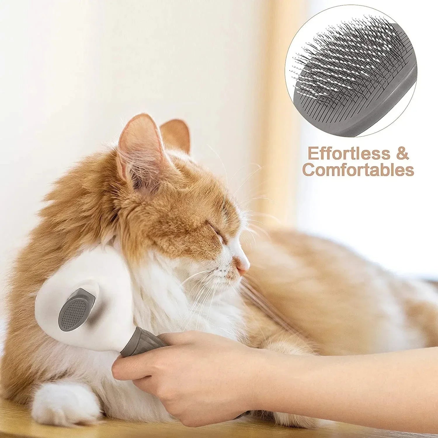One-Click Pet Hair Removal Comb for Effortless Grooming of Dogs and Cats - Float Hair Removal Slicker Brush