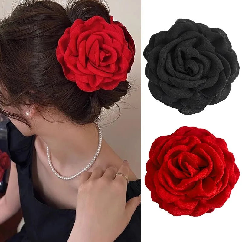 Fabric Rose Flower Hair Claw Clips For Women Girls Hair Clip Barrette Hairpins Hair Clamps Headwear Hair Accessories Gift