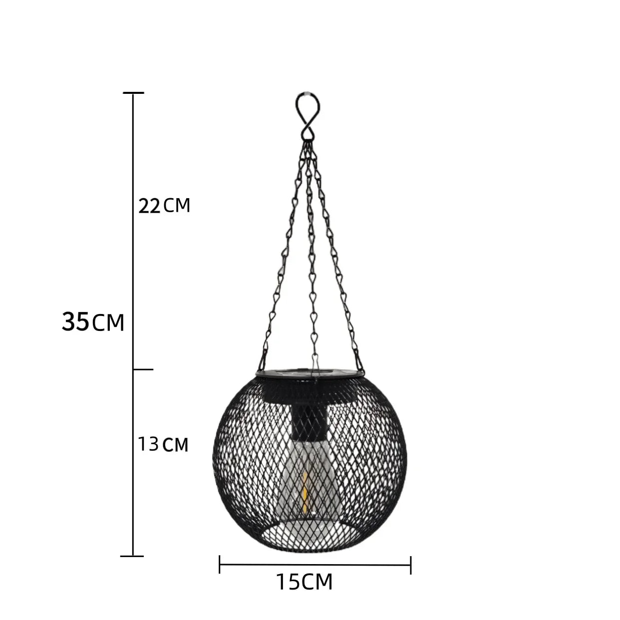 Solar Powered Thickened Wrought Iron Rustic Lattice Mesh Pendant Light Outdoor Garden Backyard Dimmable LED Hanging Decor Lamp