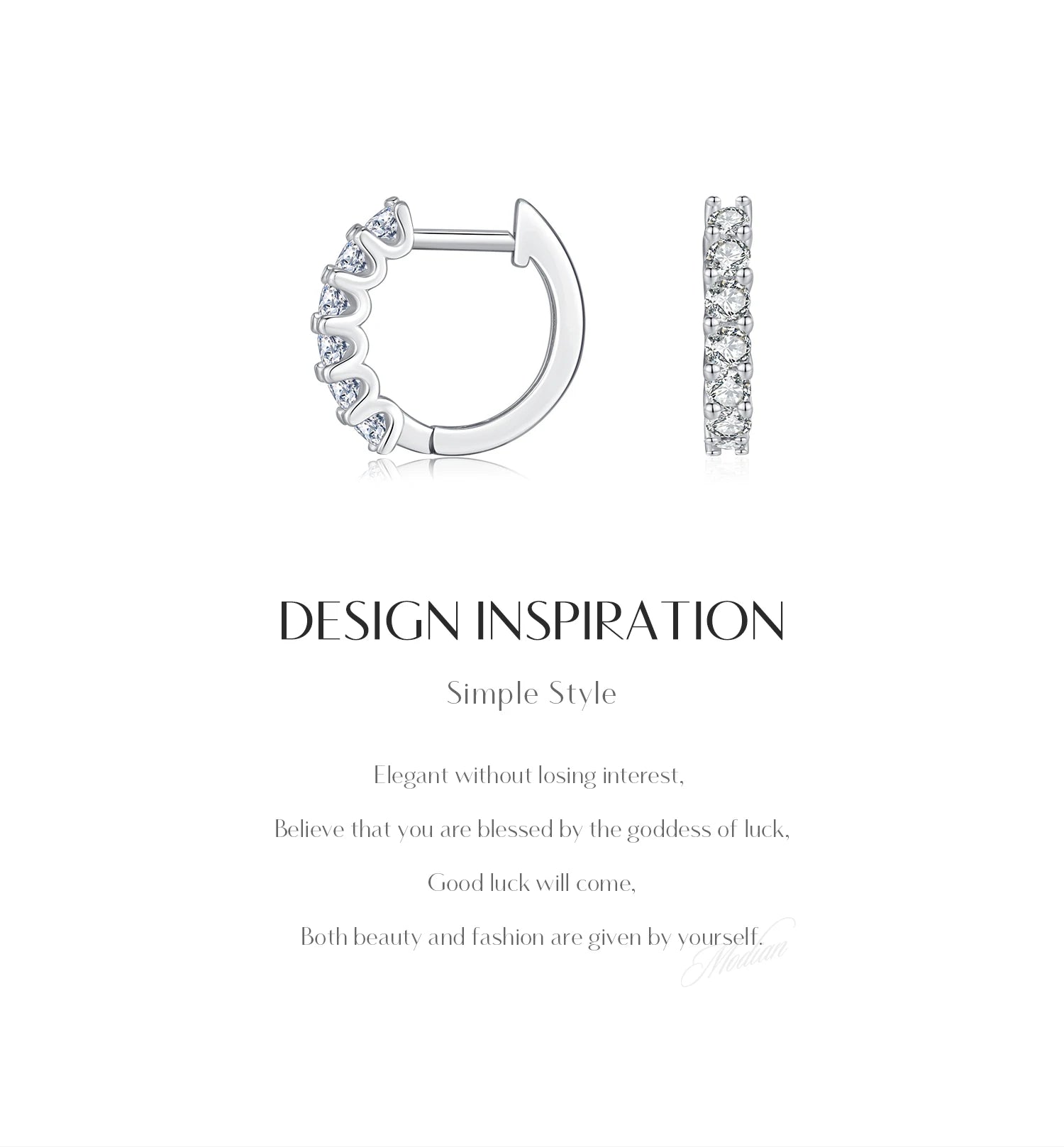 MODIAN D Color Moissanite Small Hoop Earrings 925 Sterling Silver Hollow Sparkling Ear Buckles For Women Wedding Fine Jewelry