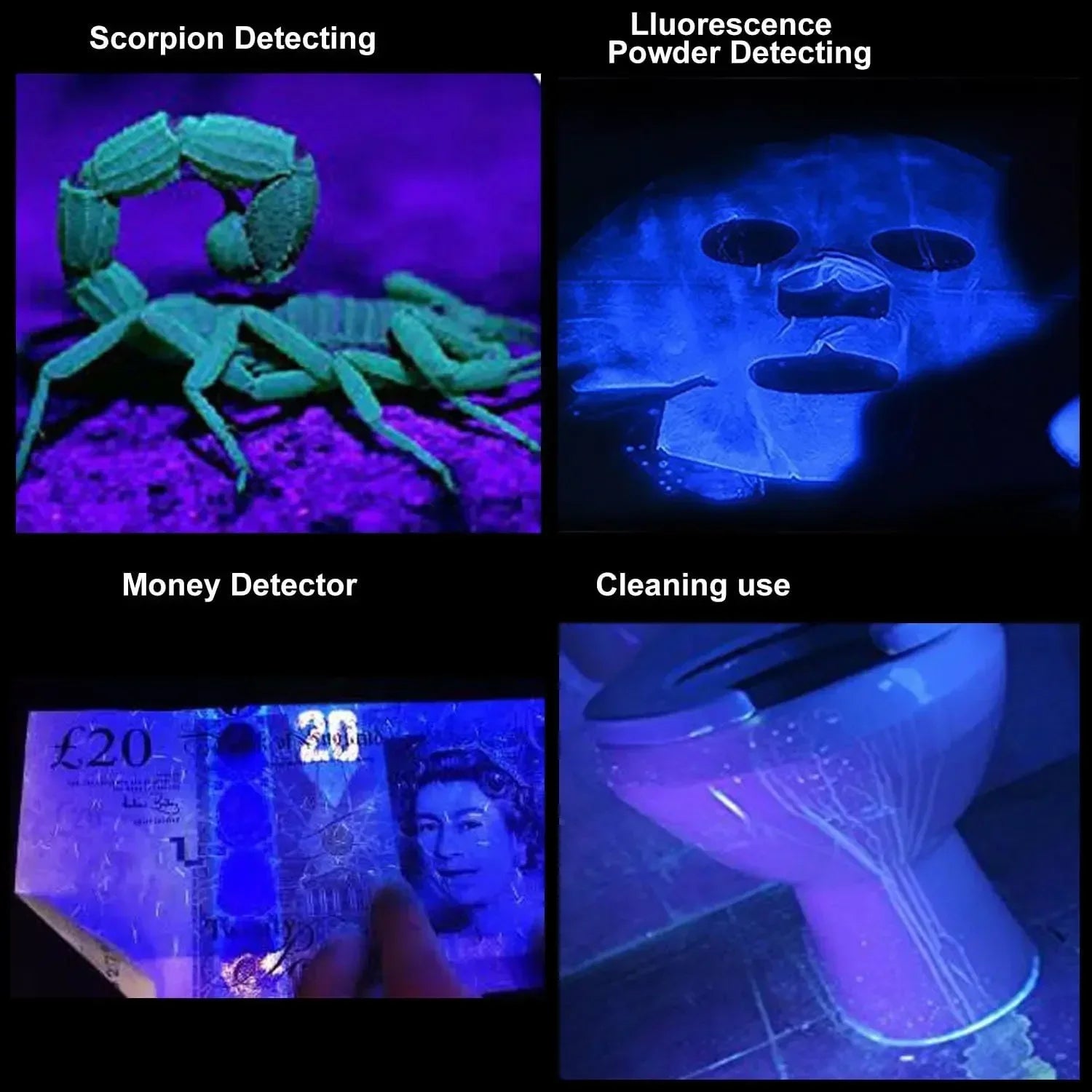 Mini LED UV Flashlight Zoomable 365nm 395nm Ultraviolet Lamp Portable Pocket Torch Money Scorpion Pet Urine Stain Detector Tools