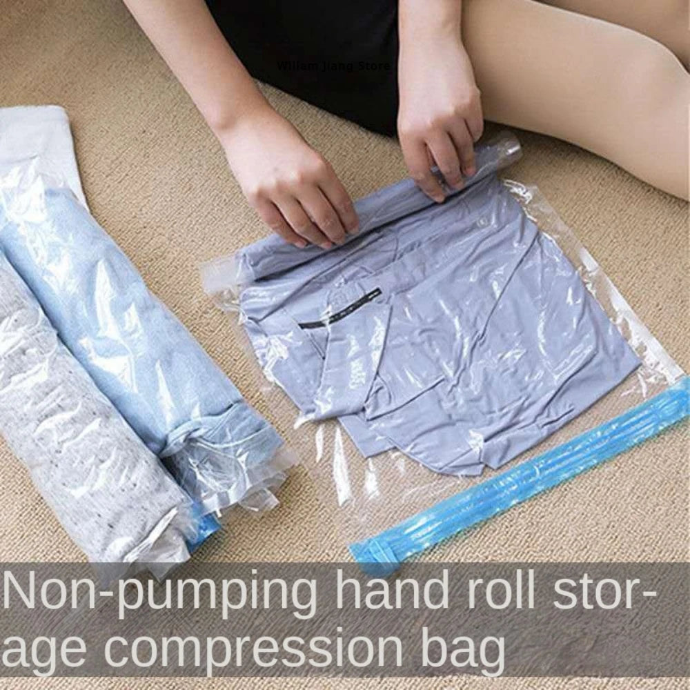 Travel Roll-up Compression Bag Vacuum Bags for Storing Clothes Save 75% of Storage Space No Air Pump Required Pack Vacuum Home