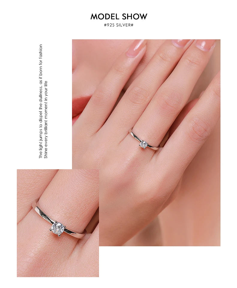 Modian 925 Sterling Silver 10 Hearts Clear CZ Simulated Diamond Simple Wedding Bands Ring For Women Statement Engagement Jewelry