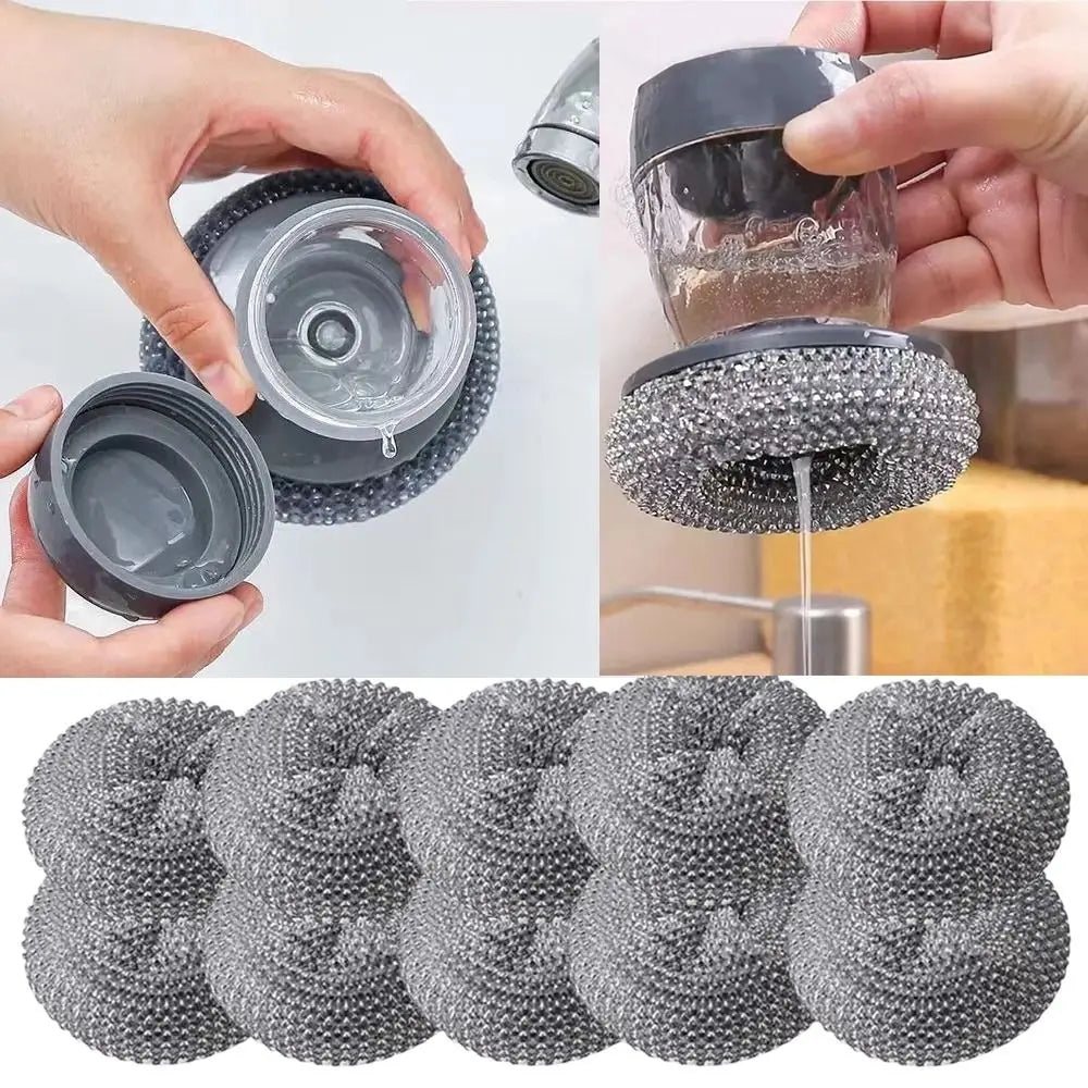 Creative Dish Cleaning Brush Liquid-added Ball Press Type Pot Brush Scrubber Liquid Filling Detergent